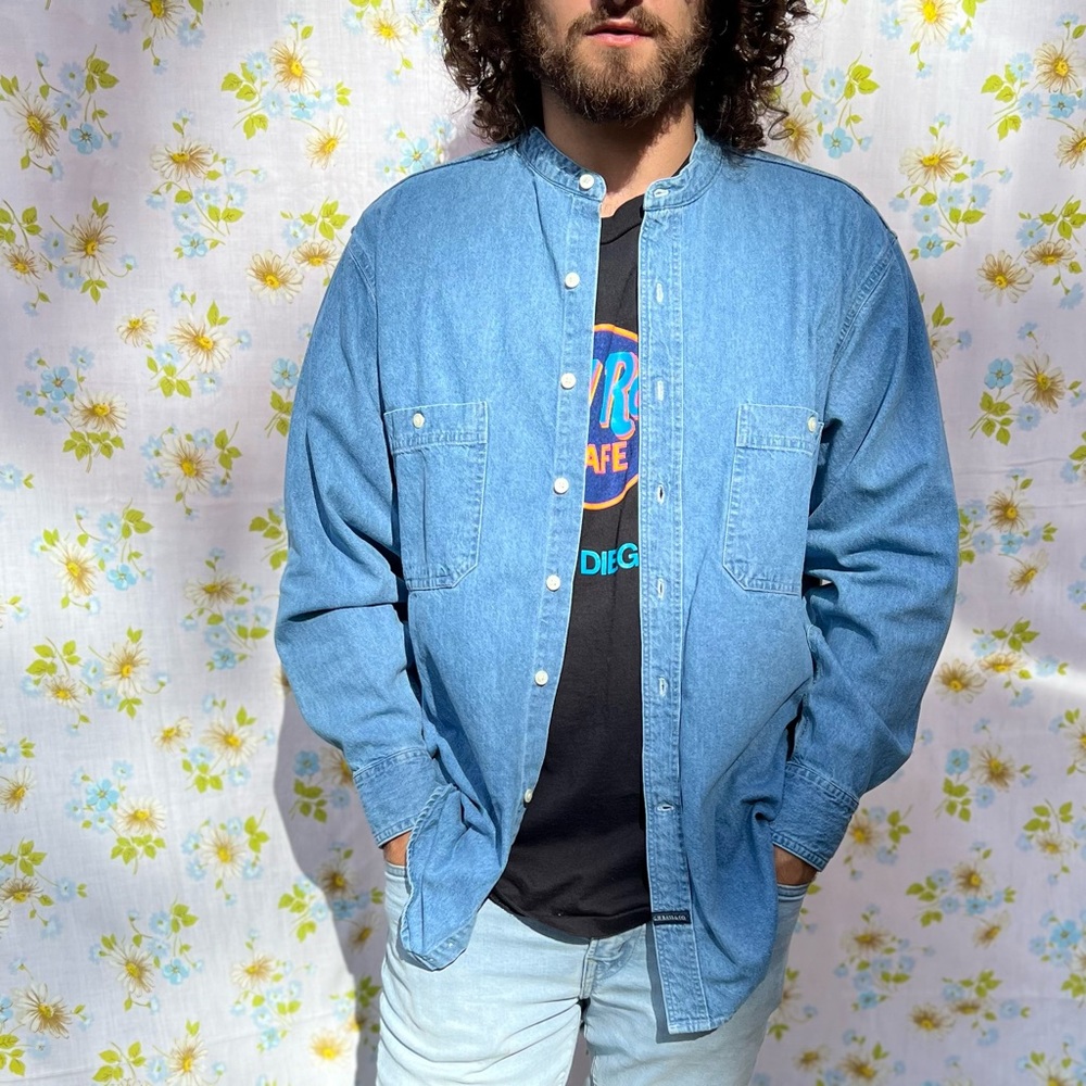 Mens gh bass denim button down long sleeve